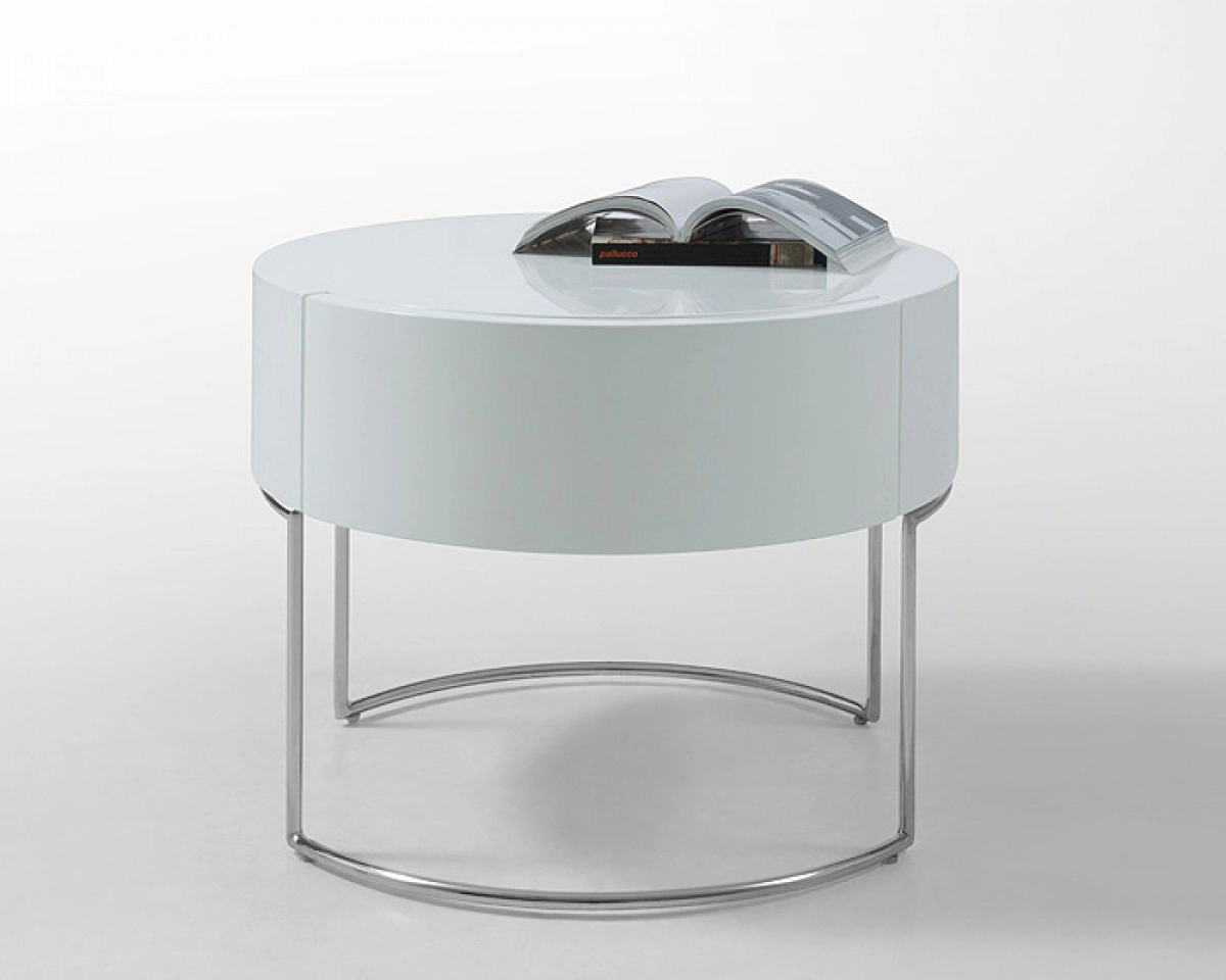 Liv Modern White Lacquer Round Nightstand