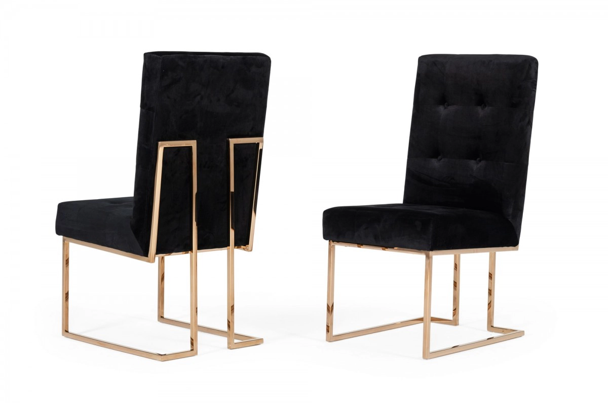 Legend - Modern Black & Rosegold Dining Chair (set Of 2)