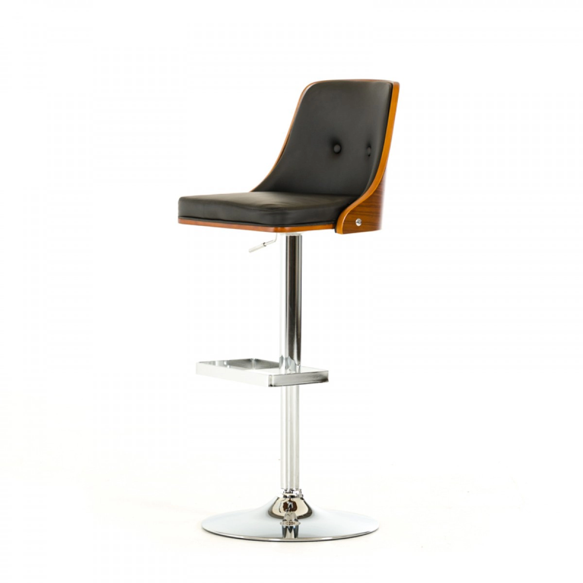 Hank Modern Black & Wood Bar Stool