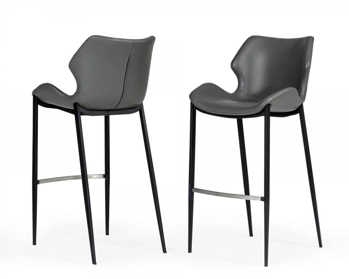 Ithaca - Industrial Grey Eco-leather Bar Stool (set Of 2)
