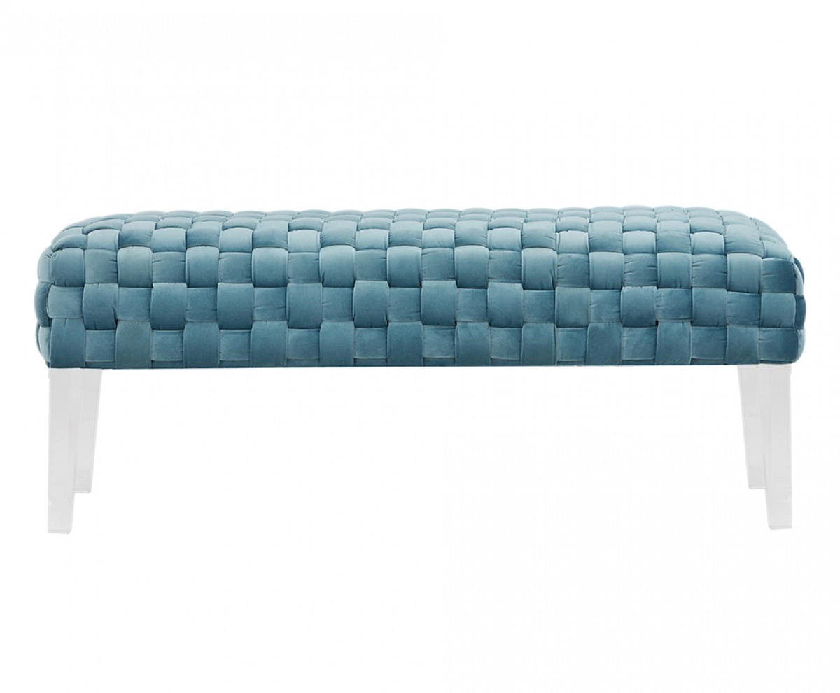 Tracy Modern Blue Velvet Bench