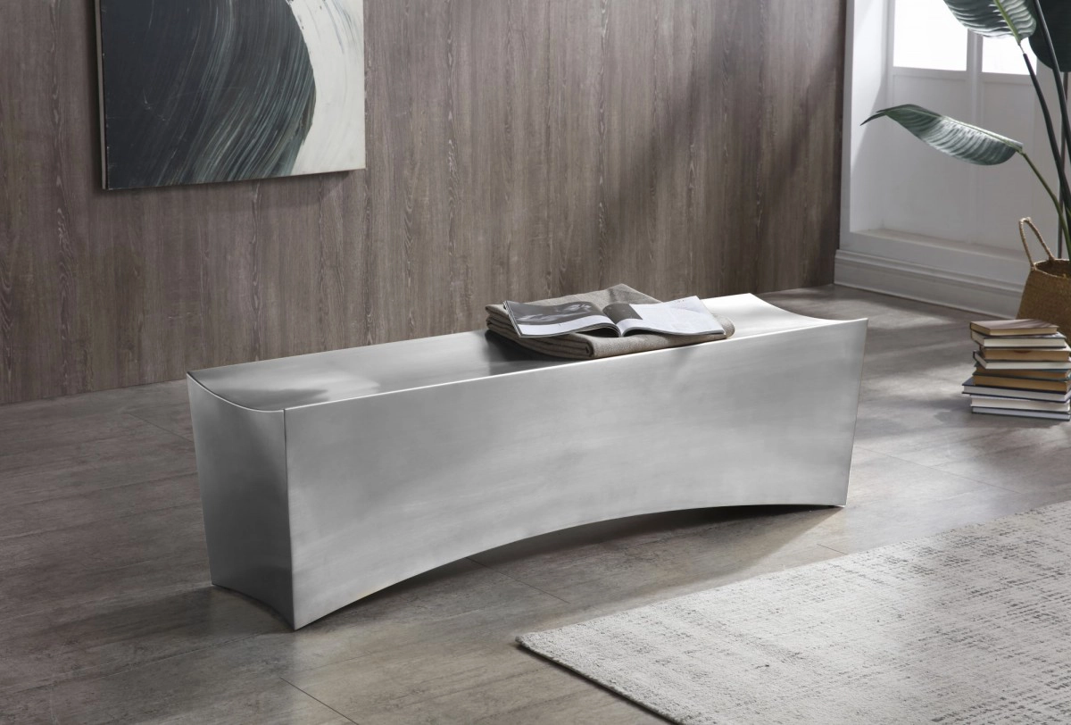 Modern - Anvil Rectangular Brushed Stainless Steel Bench