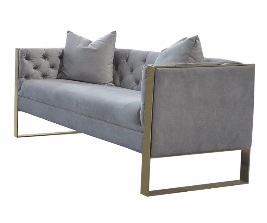 Grey Hollywood Velvet Loveseat