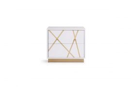 Nixa Modern White & Gold Nightstand