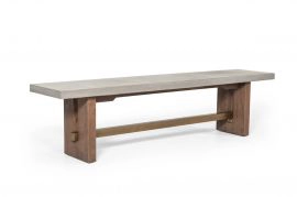 Amos Modern Concrete & Acacia Dining Bench