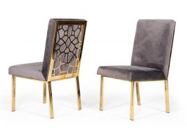 Reba Modern Grey Velvet & Gold Dining Chair (set Of 2)