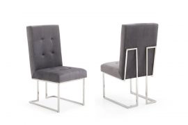 Legend Modern Grey Fabric & Stainless Steel Dining Chair (set Of