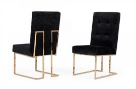 Legend - Modern Black & Rosegold Dining Chair (set Of 2)