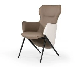 Coreen Modern White & Brown Bonded Leather Accent Chair