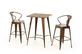 Benz Modern Copper & Wood Bar Table
