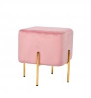 Pink Velvet & Gold Daphne Modern Ottoman
