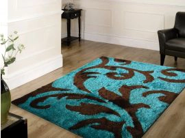 Turquoise Hand Tufted Modern Shag Design 72003057