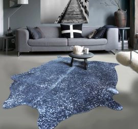 Silver on Black  Brazilian Cowhide 58