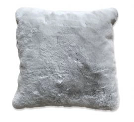 Silver Modern Soft Luxury Faux Fur Pillow