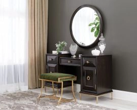 Art Deco 4-Drawer Vanity Desk Americano And Rose Brass
