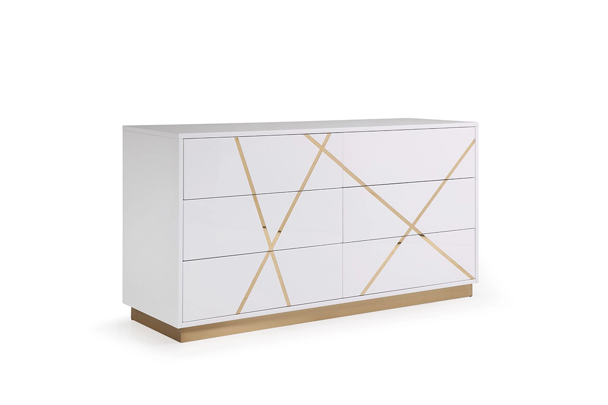 Nixa Modern White & Gold Dresser