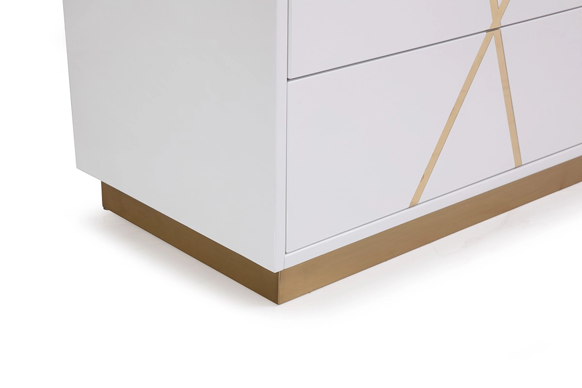 Nixa Modern White & Gold Dresser