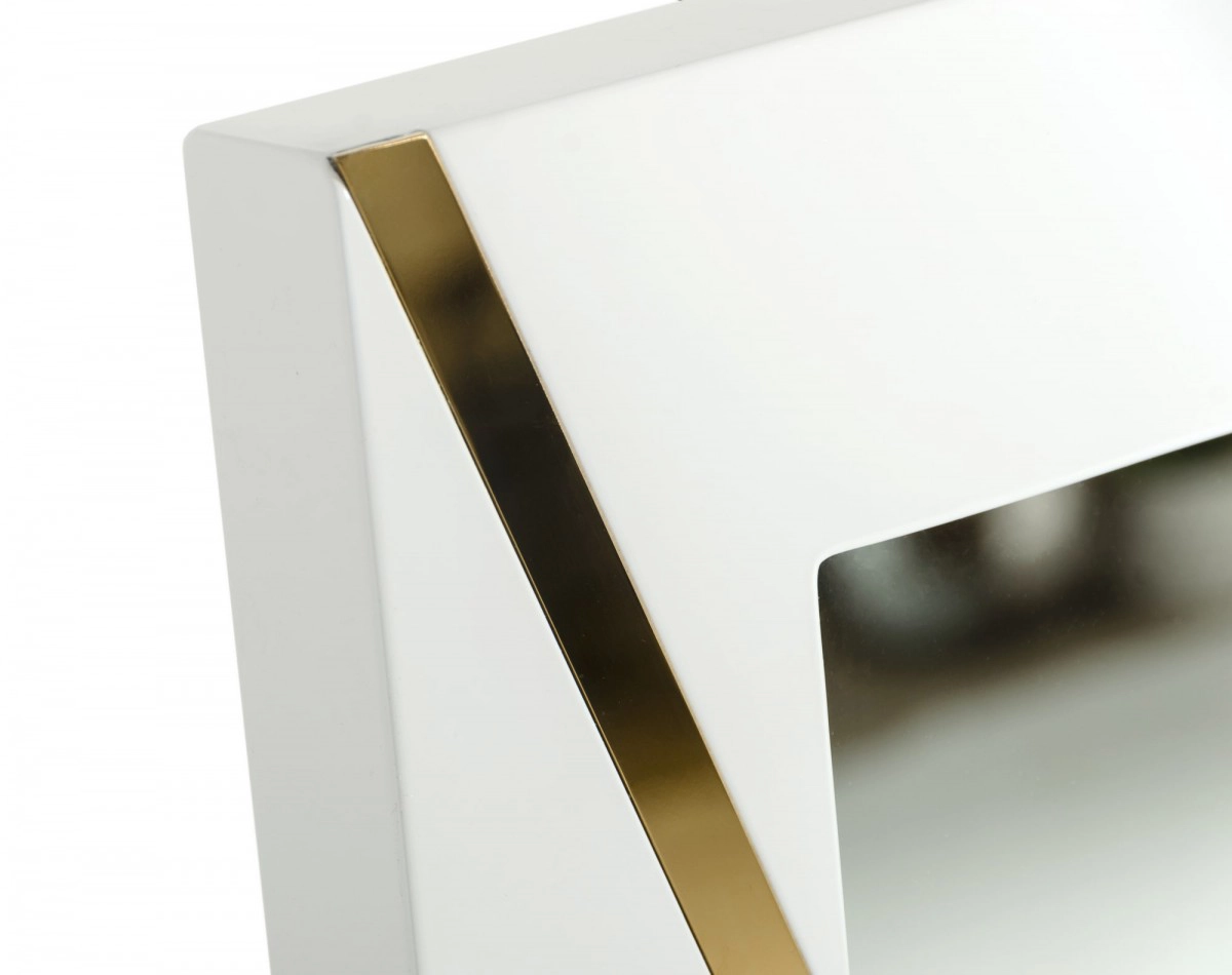Nixa Modern White & Gold Mirror