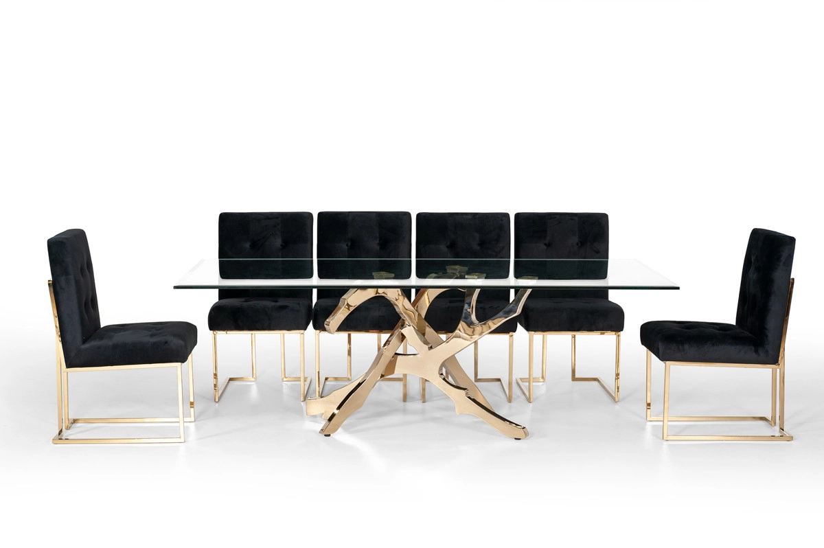 Legend Modern Black & Gold Dining Chair (set Of 2)