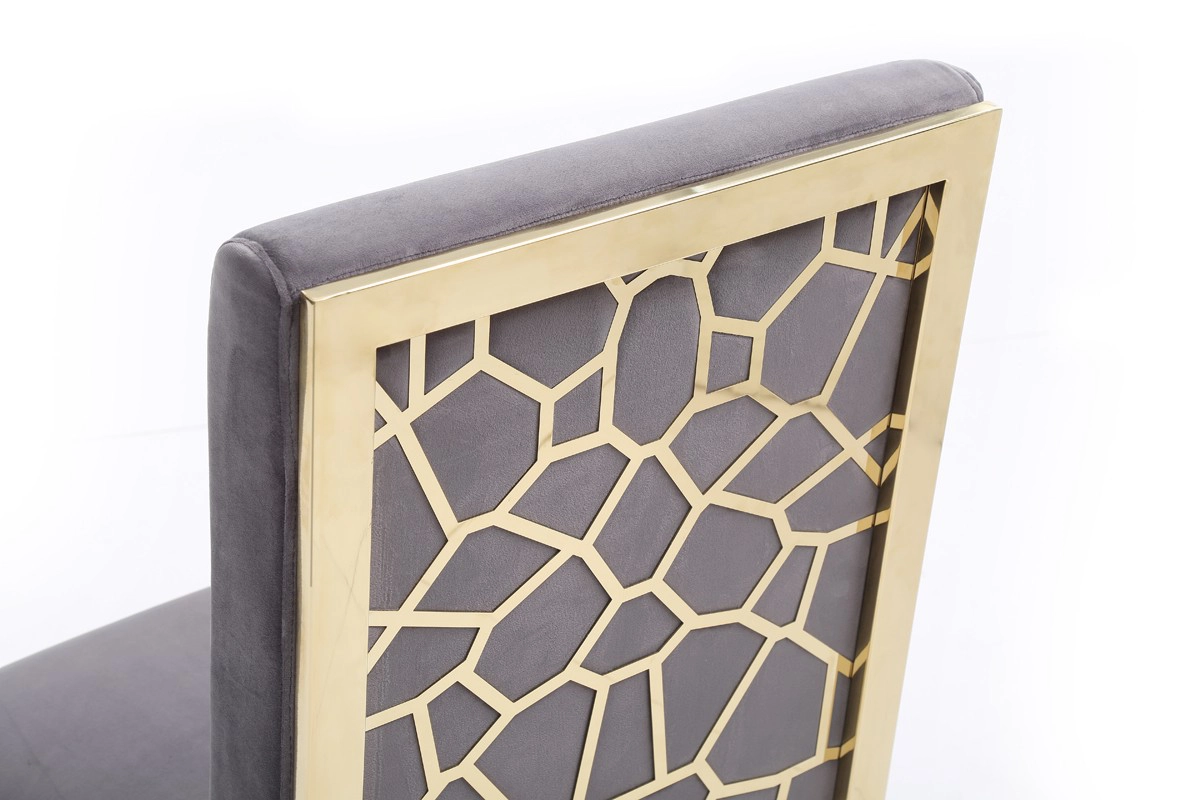Reba Modern Grey Velvet & Gold Dining Chair (set Of 2)