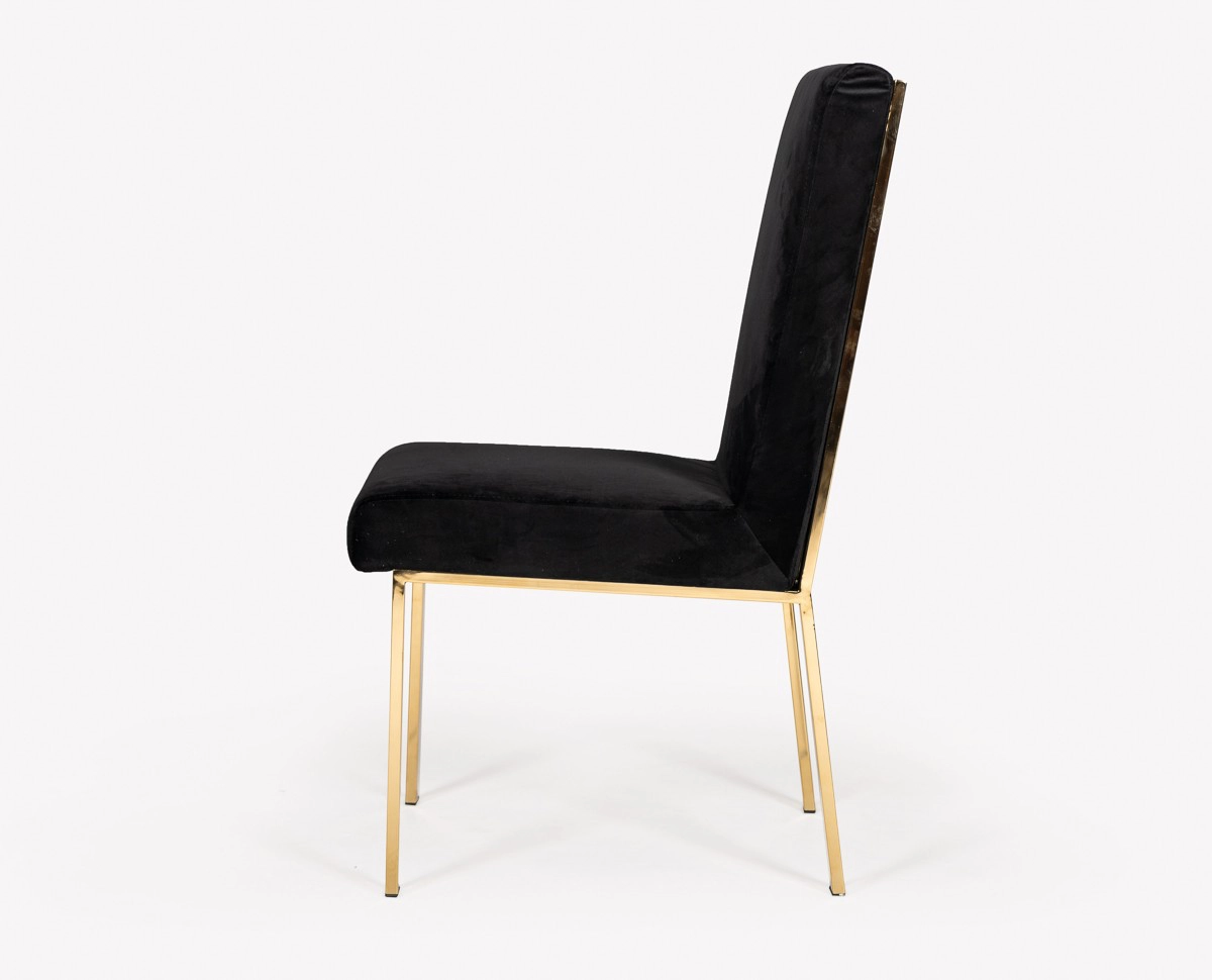 Reba Modern Black Velvet & Gold Dining Chair (set Of 2)