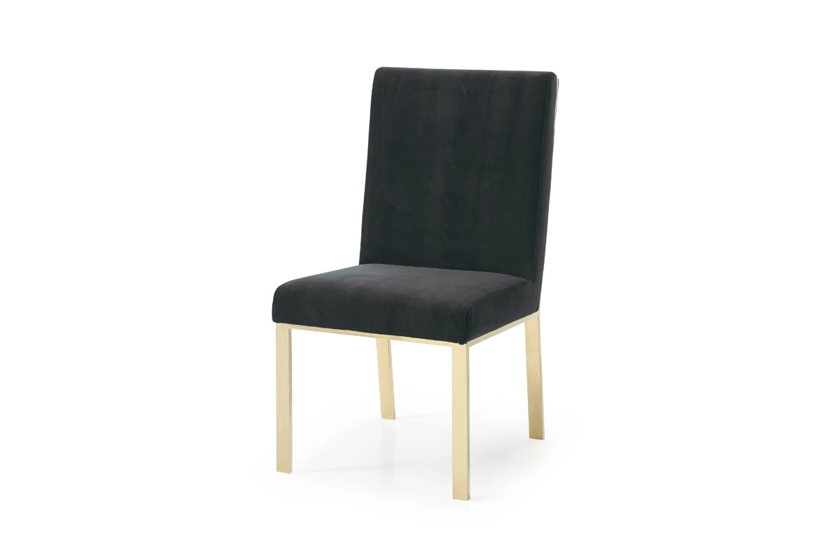 Reba Modern Black Velvet & Gold Dining Chair (set Of 2)