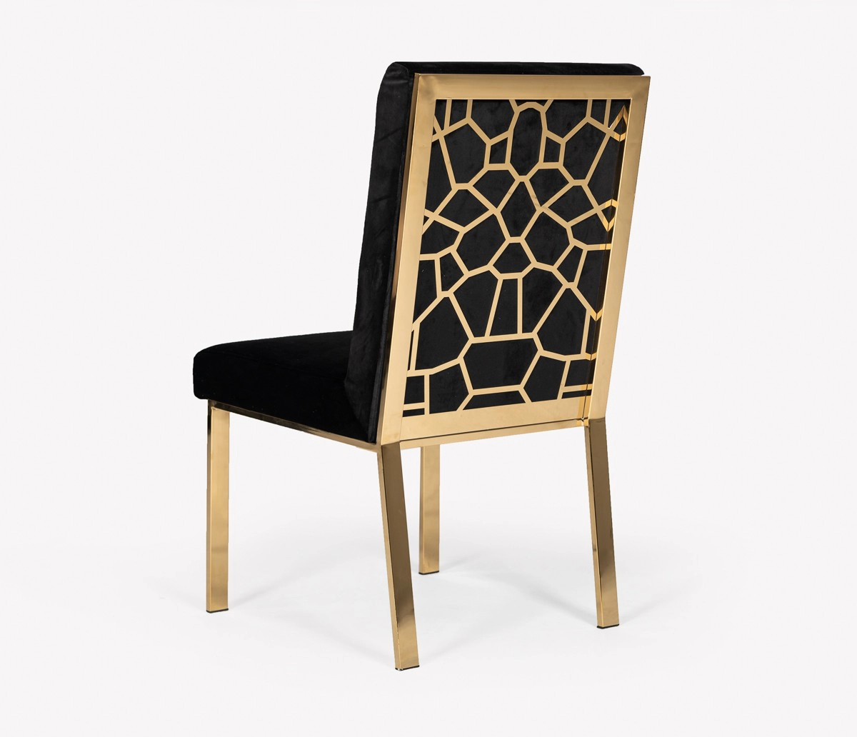 Reba Modern Black Velvet & Gold Dining Chair (set Of 2)