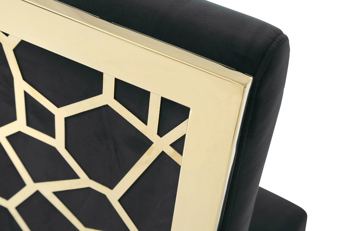 Reba Modern Black Velvet & Gold Dining Chair (set Of 2)