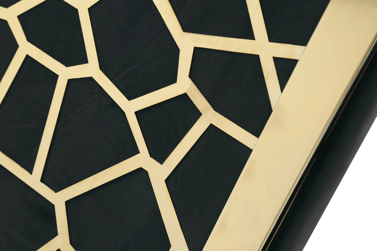 Reba Modern Black Velvet & Gold Dining Chair (set Of 2)