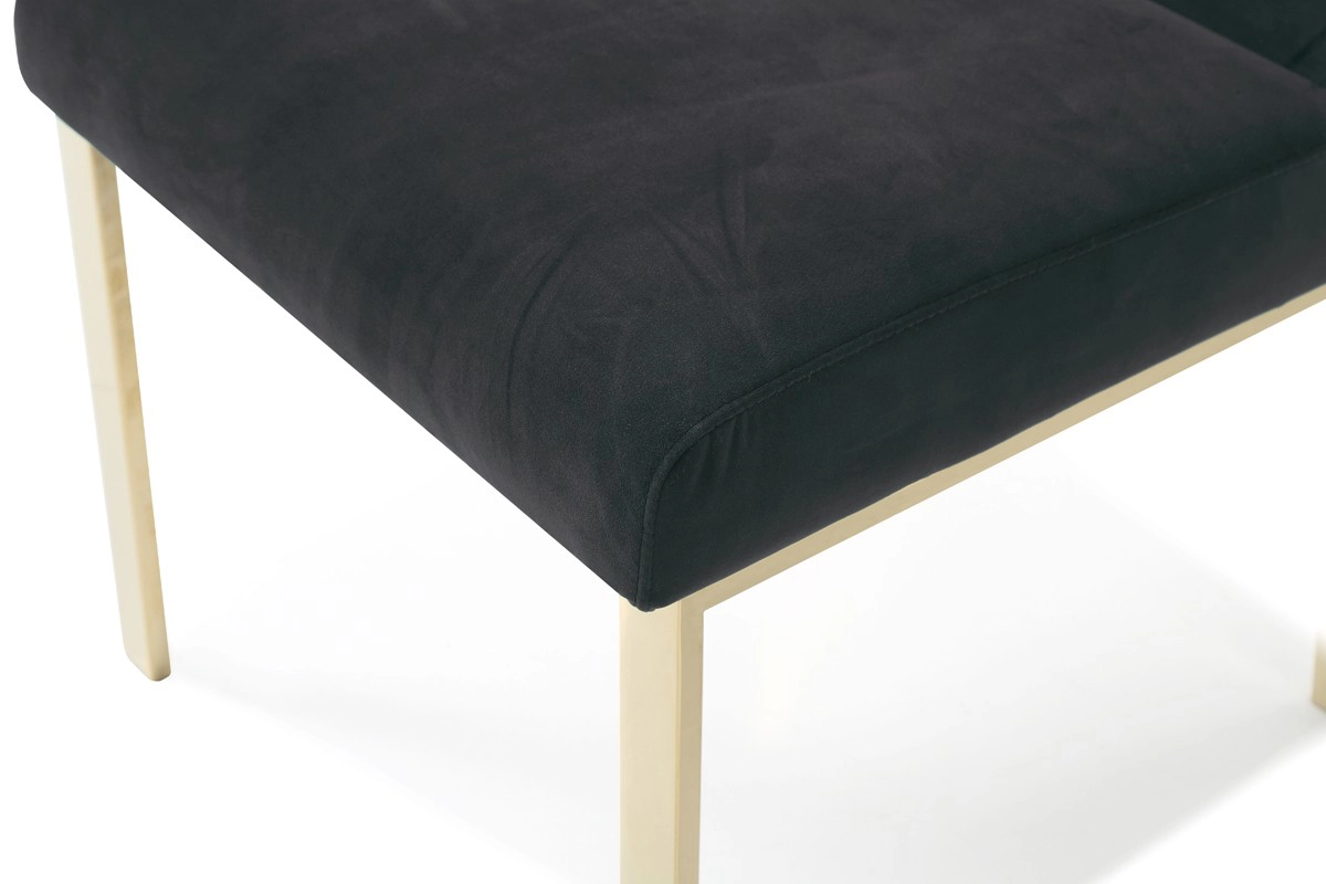Reba Modern Black Velvet & Gold Dining Chair (set Of 2)