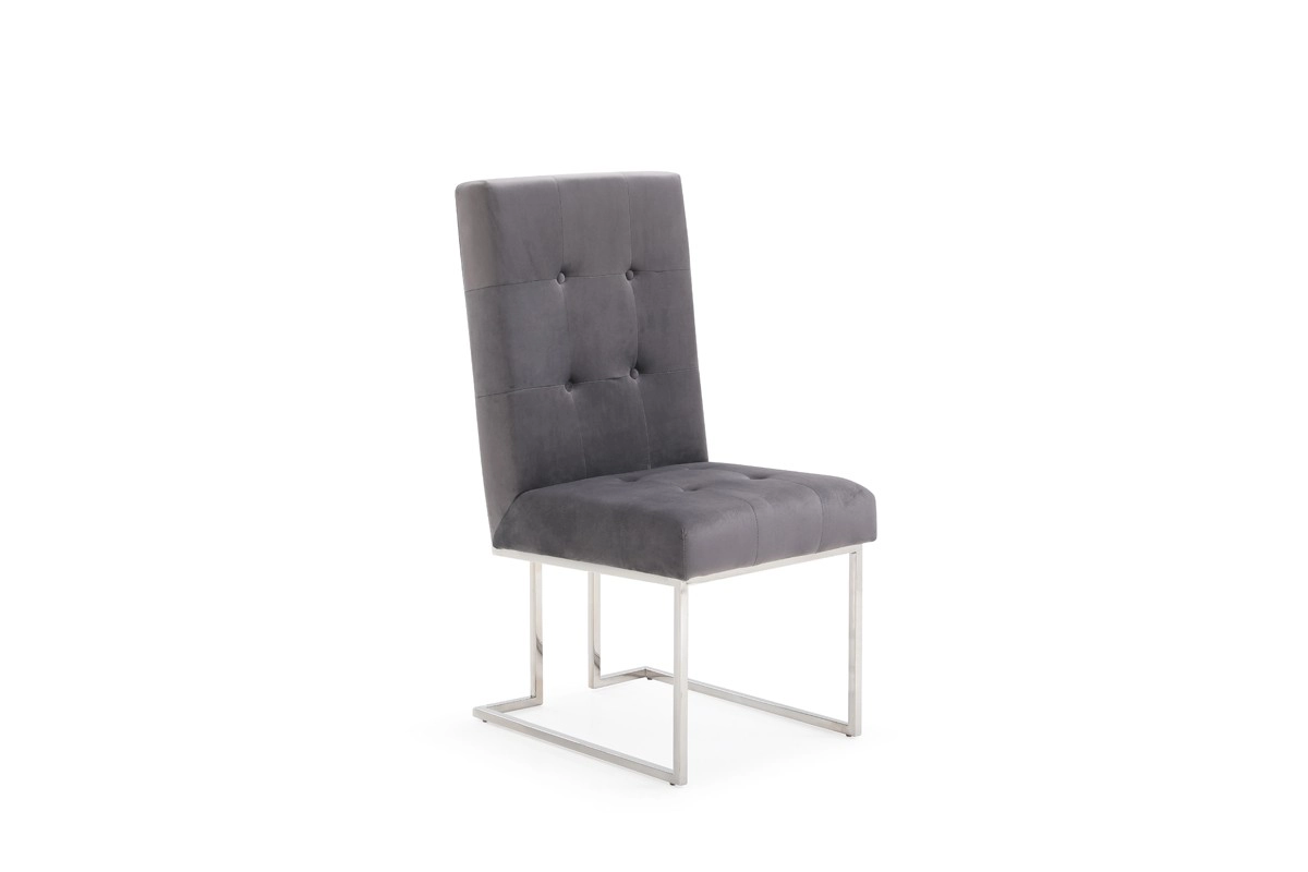 Legend Modern Grey Fabric & Stainless Steel Dining Chair (set Of