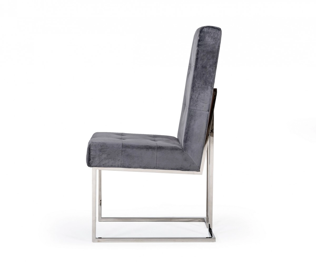 Legend Modern Grey Fabric & Stainless Steel Dining Chair (set Of