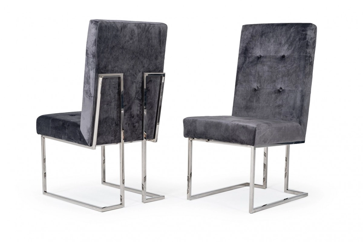 Legend Modern Grey Fabric & Stainless Steel Dining Chair (set Of