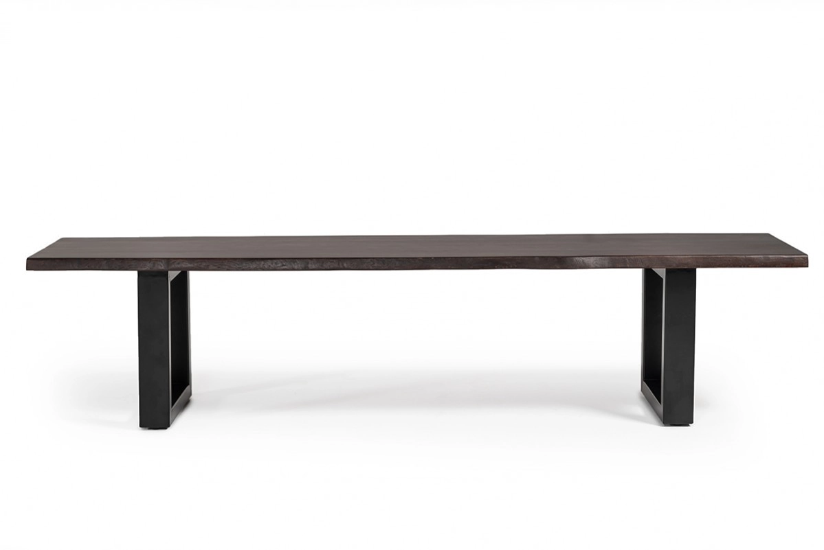 Leon Modern Umber Wood Live Edge Dining Bench