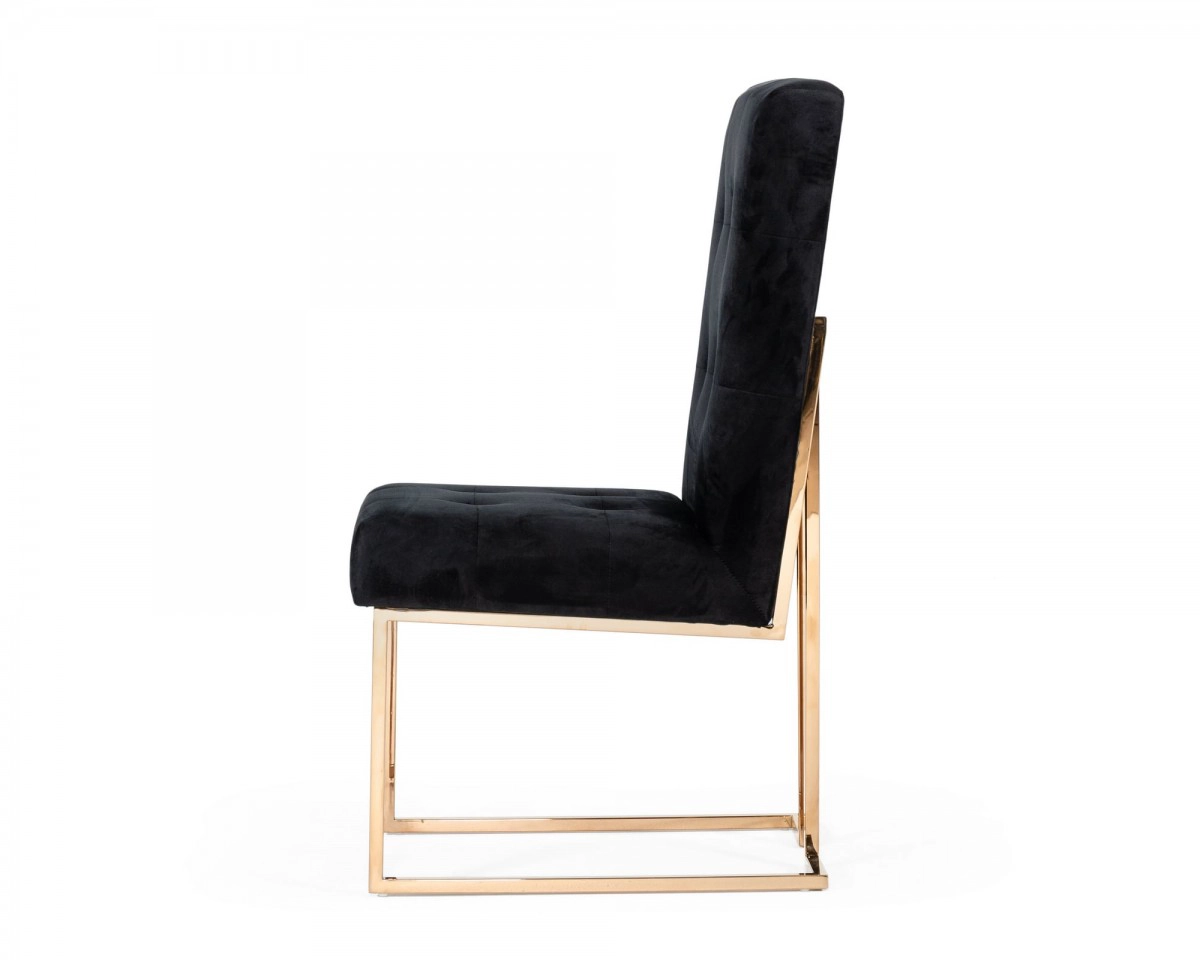Legend - Modern Black & Rosegold Dining Chair (set Of 2)