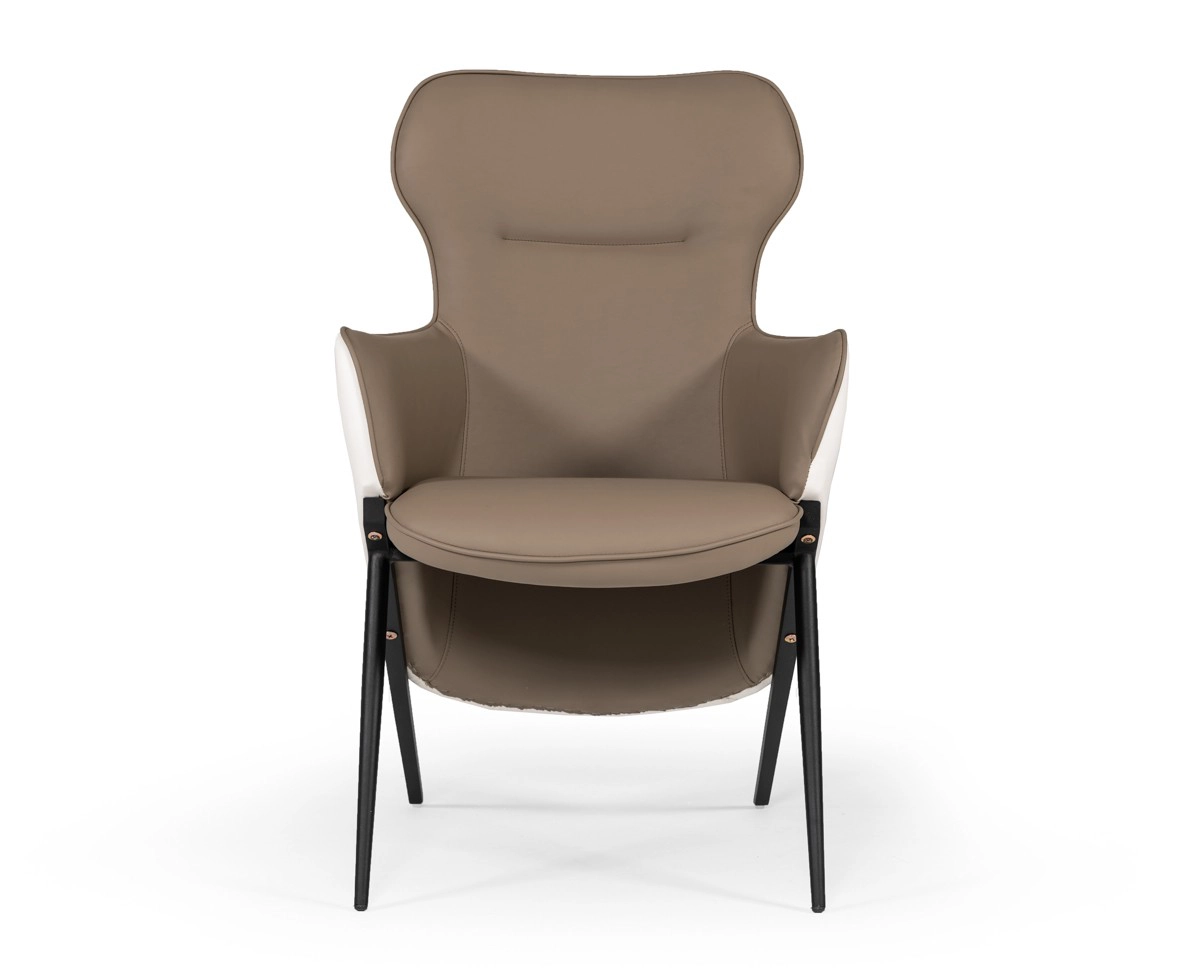 Coreen Modern White & Brown Bonded Leather Accent Chair