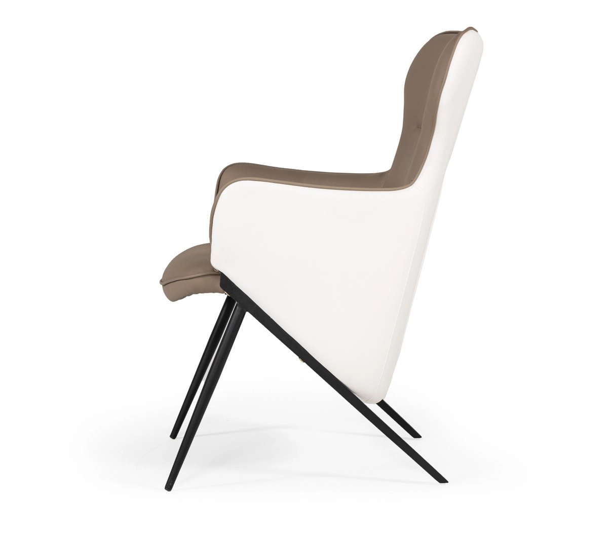 Coreen Modern White & Brown Bonded Leather Accent Chair