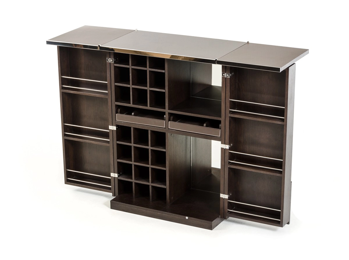 Fountain Modern Brown Oak Wine Cabinet