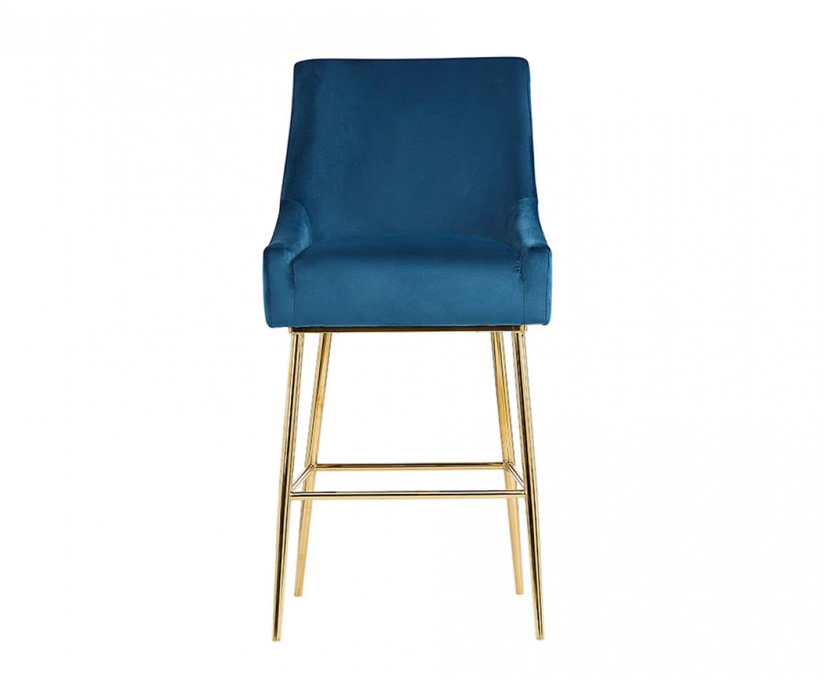 Gleason Modern Blue Velvet Bar Stool