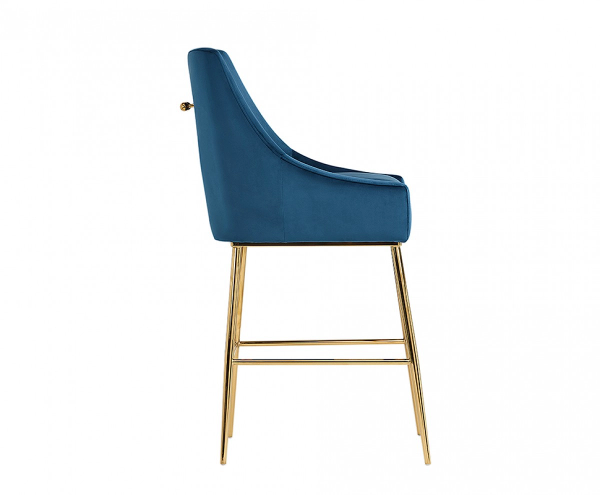 Gleason Modern Blue Velvet Bar Stool