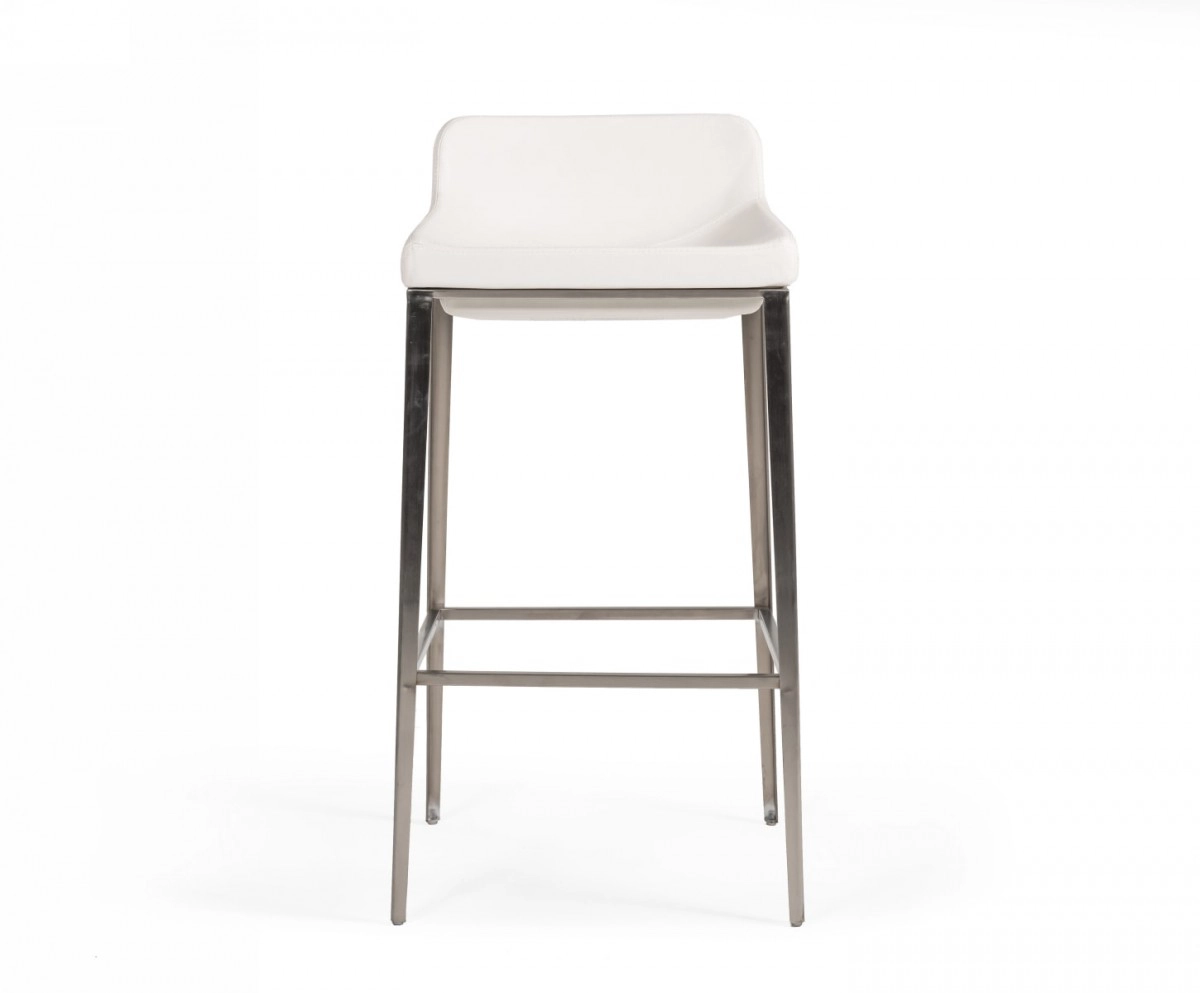 Adhil - Modern White Leatherette Bar Stool