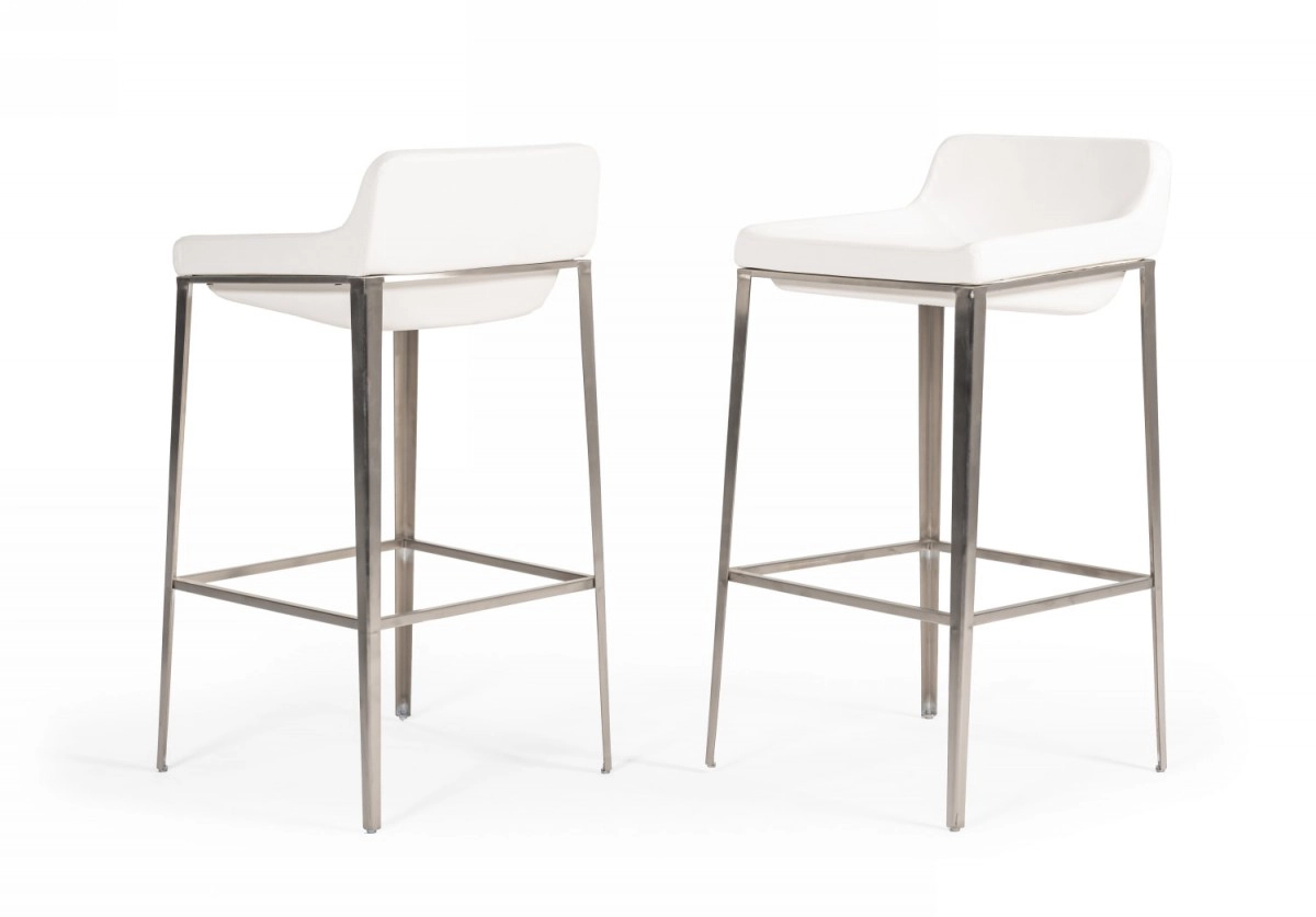 Adhil - Modern White Leatherette Bar Stool