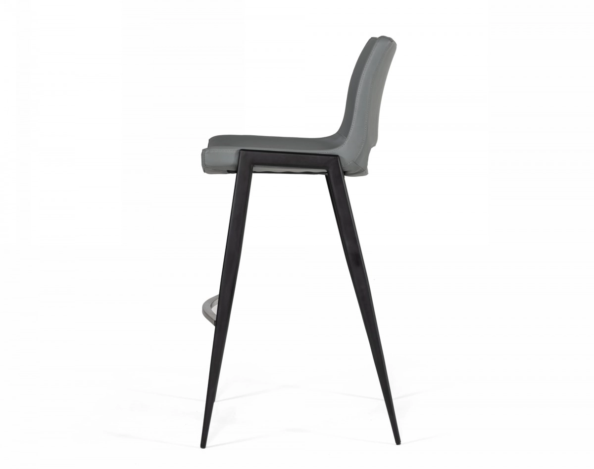 Bitely - Modern Gray Eco-leather Bar Stool (set Of 2)
