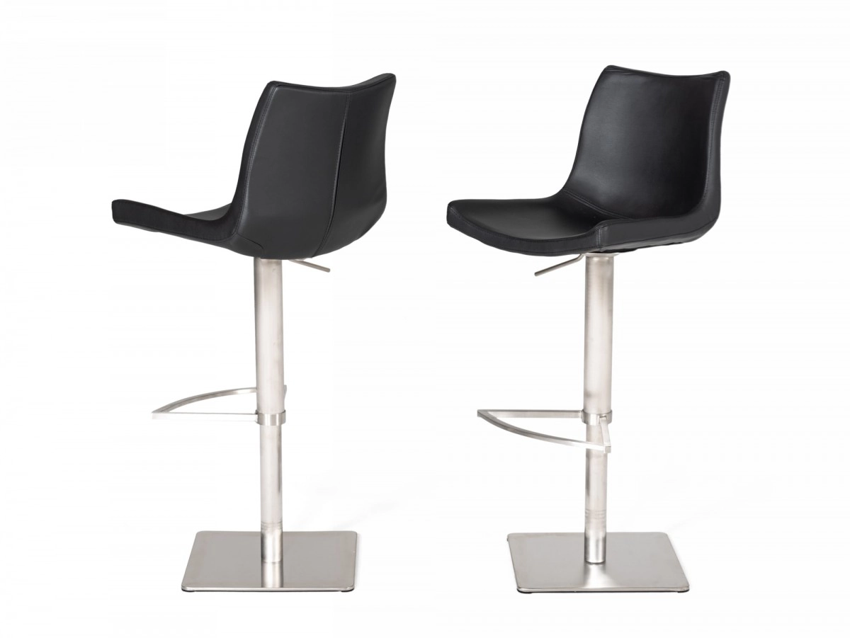 Aaron - Modern Black Eco-leather Bar Stool