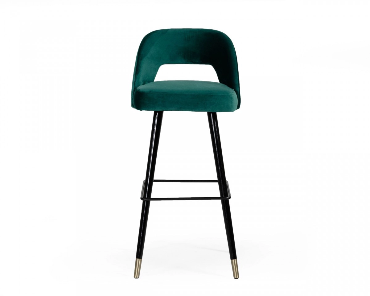 Kelsey - Modern Green Velvet Bar Stool