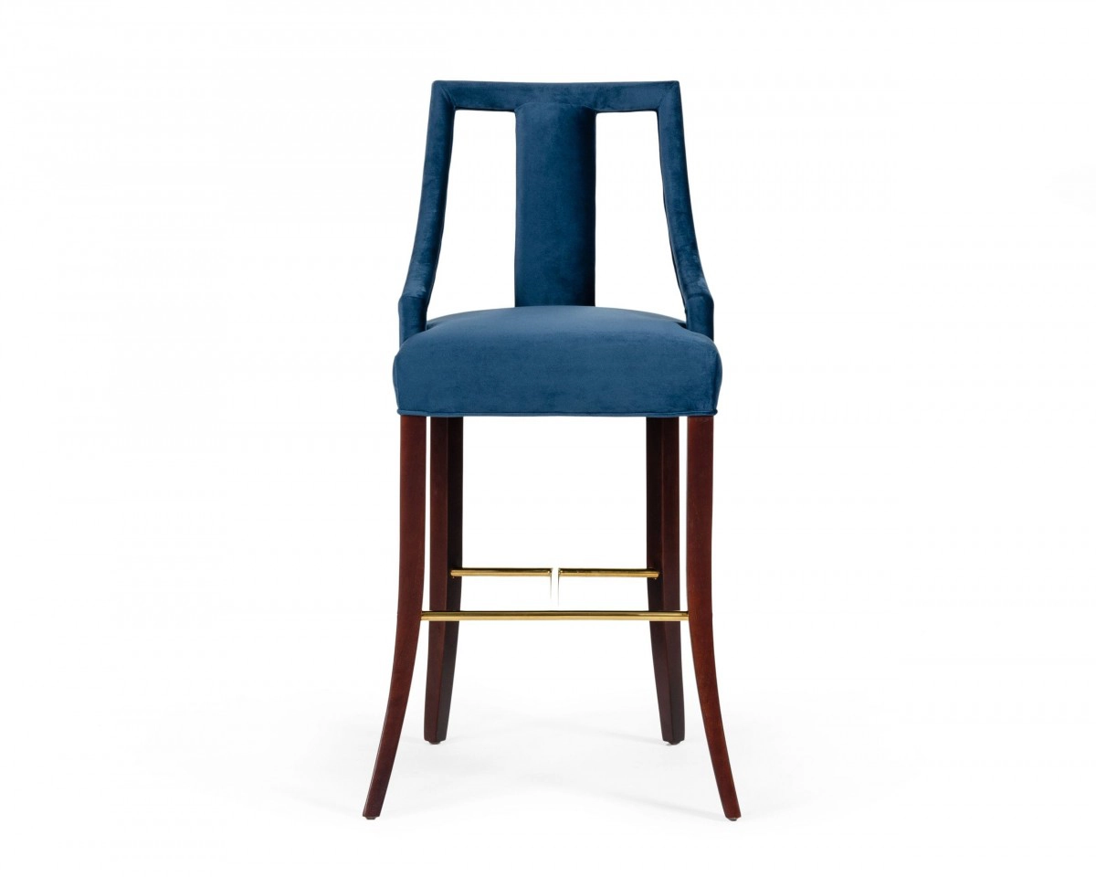 Kimball - Glam Blue Velvet Bar Stool