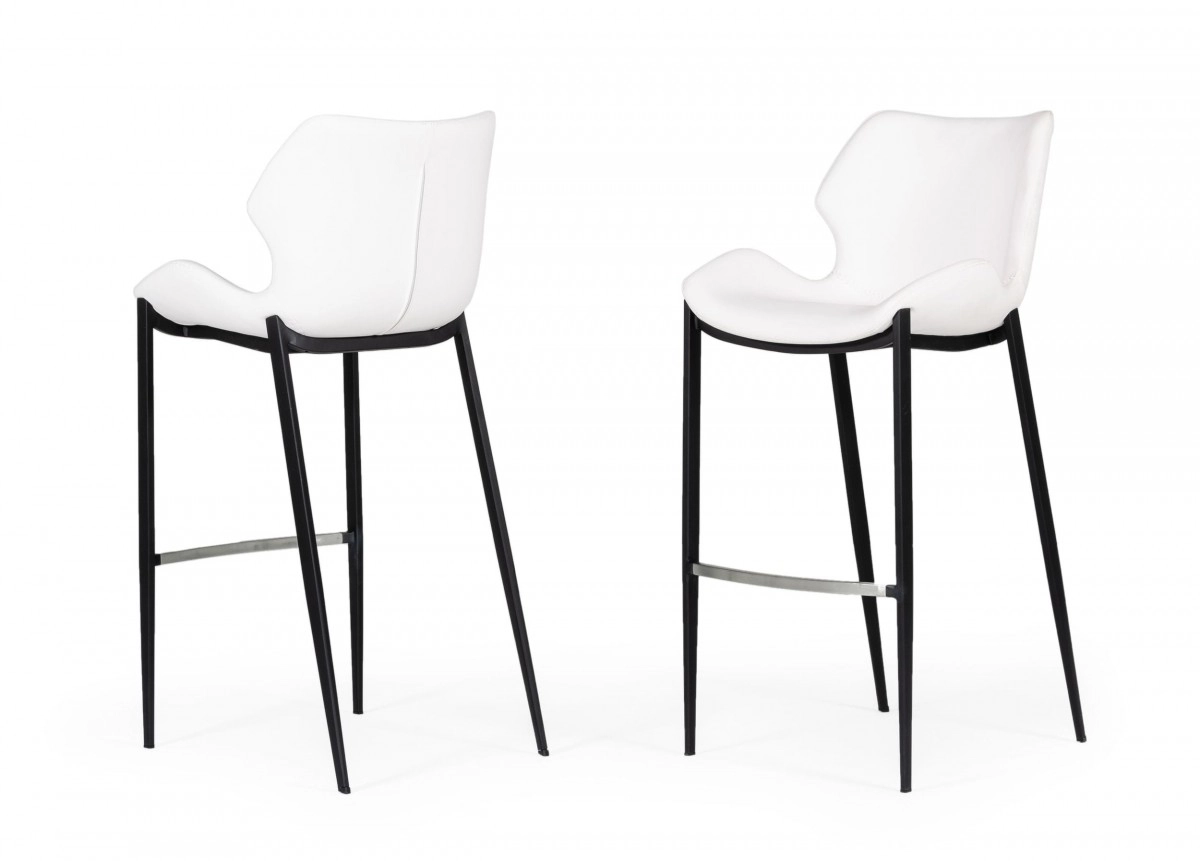 Ithaca - Modern White Leatherette Bar Stool (set Of 2)