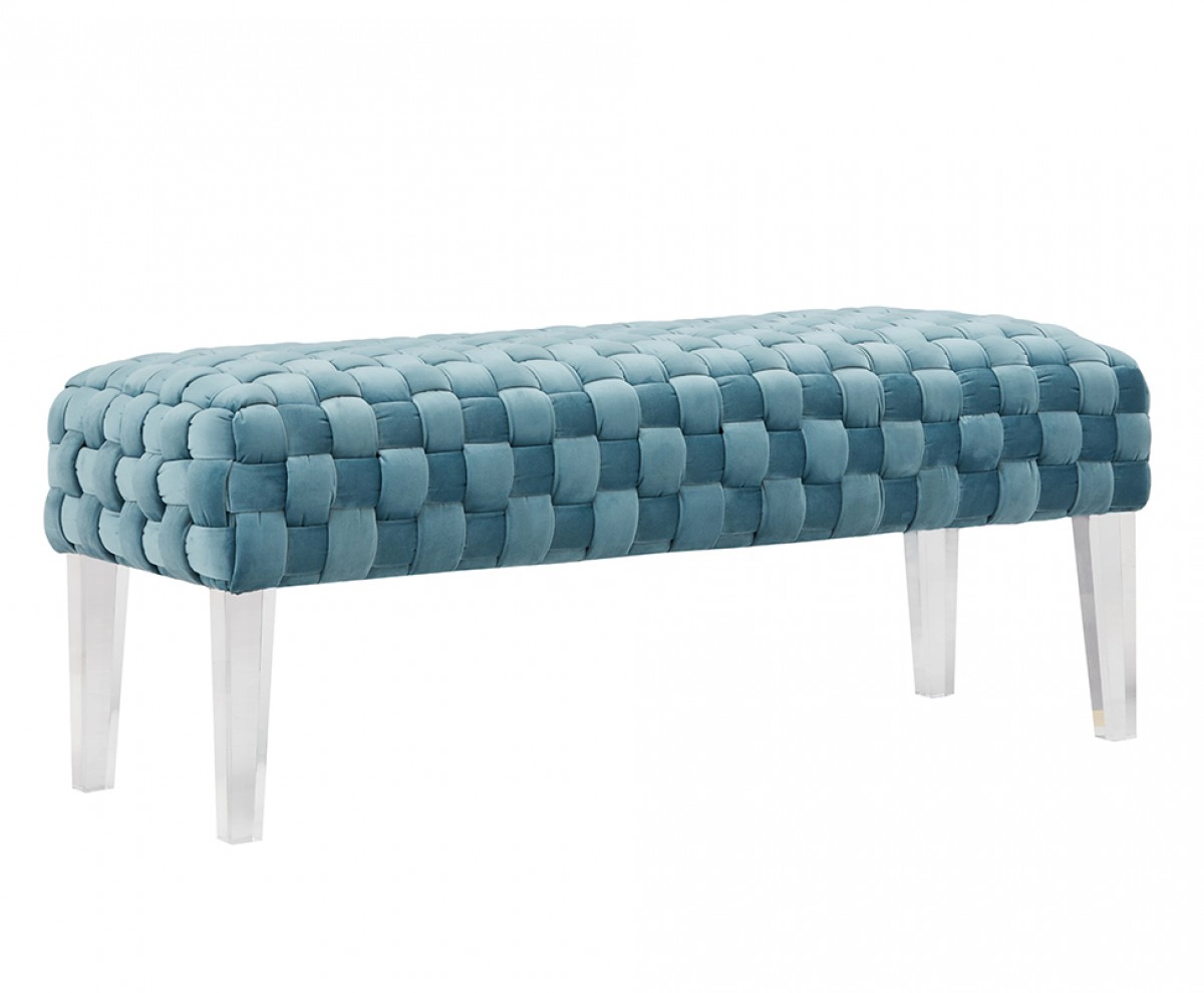Tracy Modern Blue Velvet Bench
