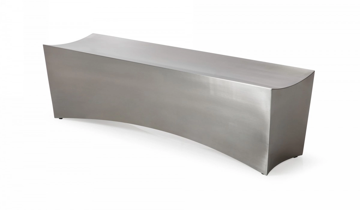 Modern - Anvil Rectangular Brushed Stainless Steel Bench