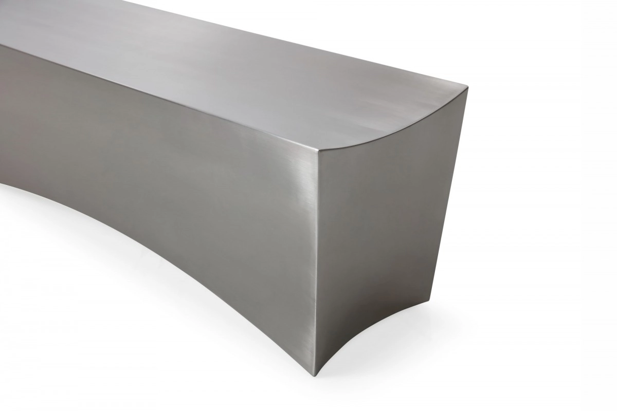 Modern - Anvil Rectangular Brushed Stainless Steel Bench